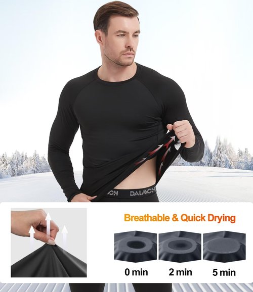 Dalavch 5 Pack Thermal Compression Shirts for Men Long Sleeve Running Gear Undershirt Base Layer for Winter Cold Weather 5 Black X-Large