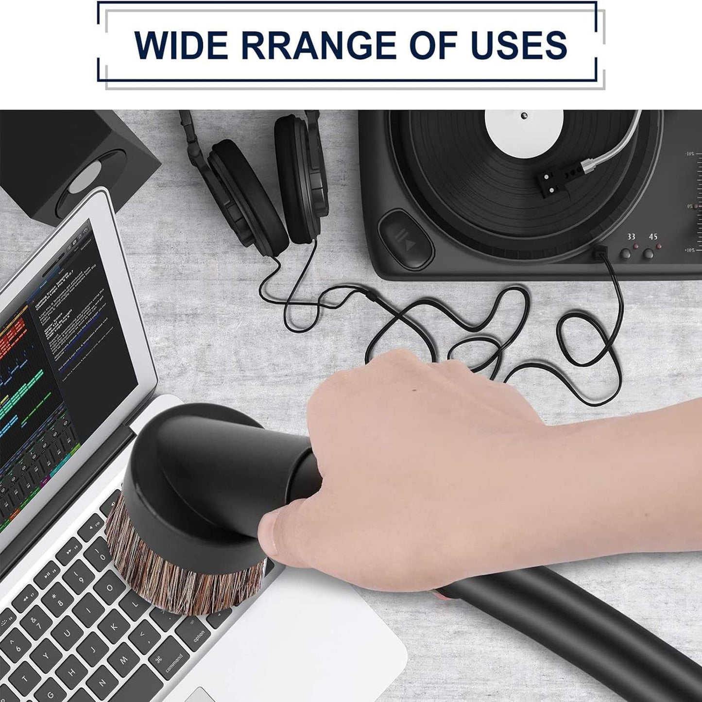 Vacuum Brushes 1.26inch Horse Hair Vacuum Attachment, 5.9inch Vacuum Floor Brushes Vacuum Cleaner Round Brushes with 1.06inch to 1.37inch Adapter, Vacuum Head Brush Replacement for Household Cleaning