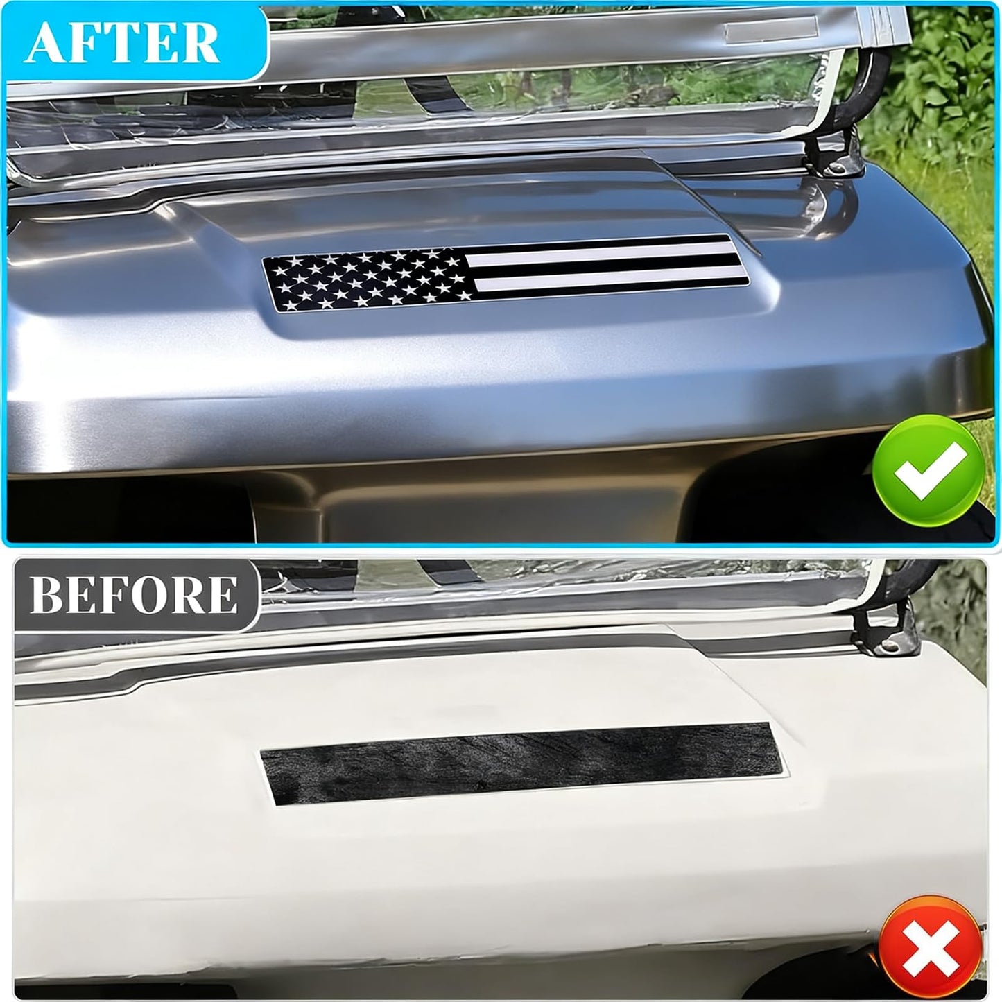 Black & Grey American Flag Club Car DS & Carryall Golf Cart Front Name Plate, Compatible with Carryall Carts& Club Car DS.