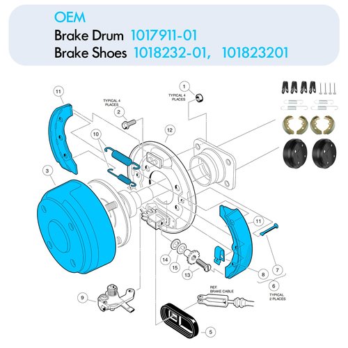 Enekerp Club Car Brake Repair Kits Fit Club Car DS 1995-UP and Precedent 2004-UP, Golf Cart Brake Drums/Hubs & Brake Shoes/Brake Pads & Brake Spring Kits, OEM Replace# 101791101 1018232-01 101816301