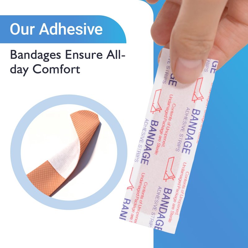 Adhesive Bandages 3/4" x 3" inch,1000 Count Bulk Plastic PE Strip Bandage, Waterproof, Non‑Stick Pad, Breathable Small Wound Bandages for First Aid Kit Refill, Classroom, Office, Workplace