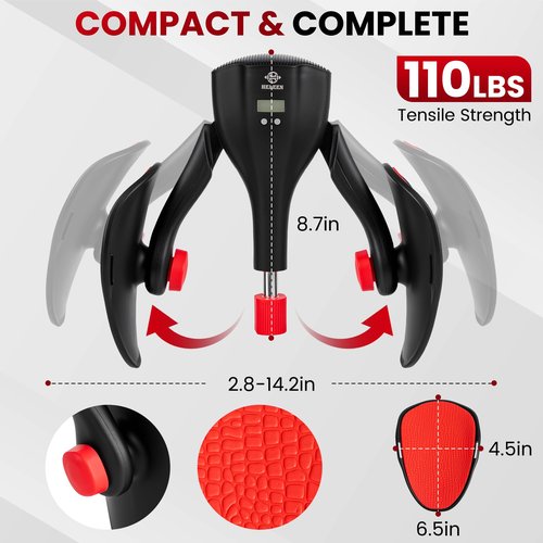 HELEEN Upgraded 2026 Thigh Master for Men and Women - 360° Kegel Exerciser and Pelvic Floor Muscle with LED Display , 0-110 LB Inner Hip Trainer with Stretching Strap and 8 Shape Resistance Band