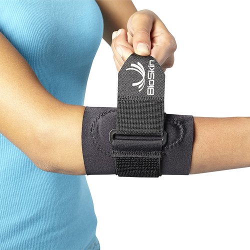 BioSkin Hypoallergenic Elbow Band with Compression Pad and Supportive Strap for Pain Relief from Tennis Elbow and Golfer's Elbow (XS - Small)