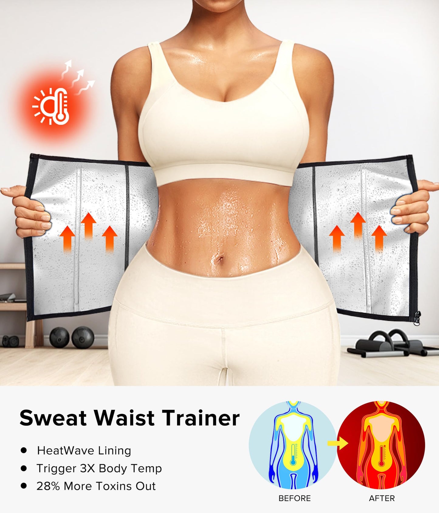 Junlan Sweat Waist Trainer for Women - Sauna Waist Trimmer for Working Out(Black,Medium)