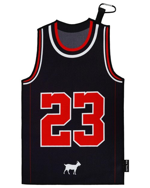 BIG TEETH Golf Towels for Golf Bags, Magnetic Golf Towel with Clip, Funny Golf Towel Basketball Jerseys Shapes, Sports Style (Black NO.23 Without Magnet)