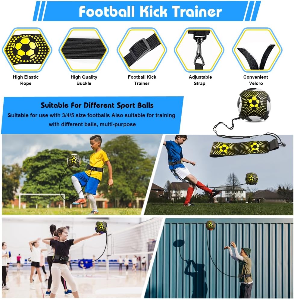 Soccer Speed Agility Training Set - 20FT Agility Ladder with 12/16 Sports Cones & Kick Trainer