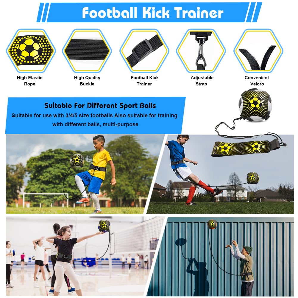 YGORTECH Soccer Training Equipment Set - 20FT Agility Ladder, 12 Soccer Cones, Kick Trainer, Speed and Agility Training Equipment for Indoor/Outdoor Practice Blue Ladder