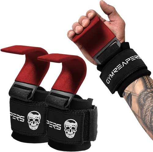 Gymreapers Weight Lifting Hooks - Heavy Duty Wrist Straps for Deadlifts & Pull Ups | Grip Support for Men & Women
