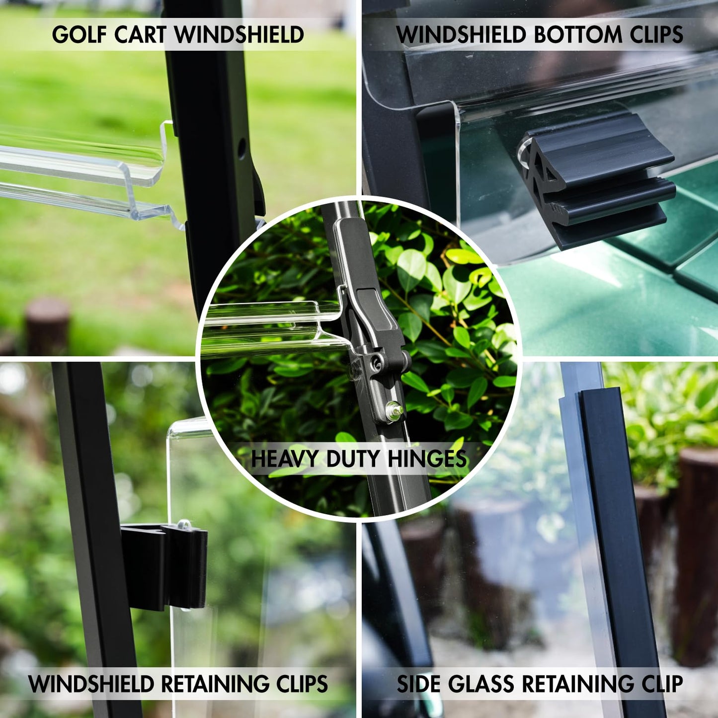 ENEKERP Front Golf Cart Windshield for 1994–2013 EZGO TXT, Fits 3/4" Roof Struts Only, Foldable 5MM PC Windshield with Heavy-Duty Hinges, Anti-UV (Clear)