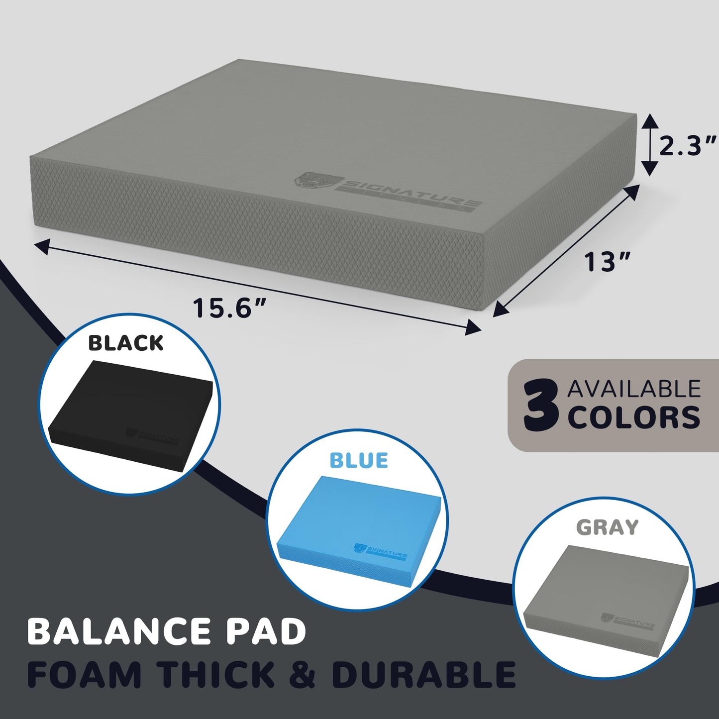 Fitvids Exercise Balance Pad, Non-Slip Cushioned Foam Mat, 15.6"x13"x2.3" Thick, for Physical Therapy, Core Training, Yoga, Pilates, Stability Training & Home Workouts - Grey