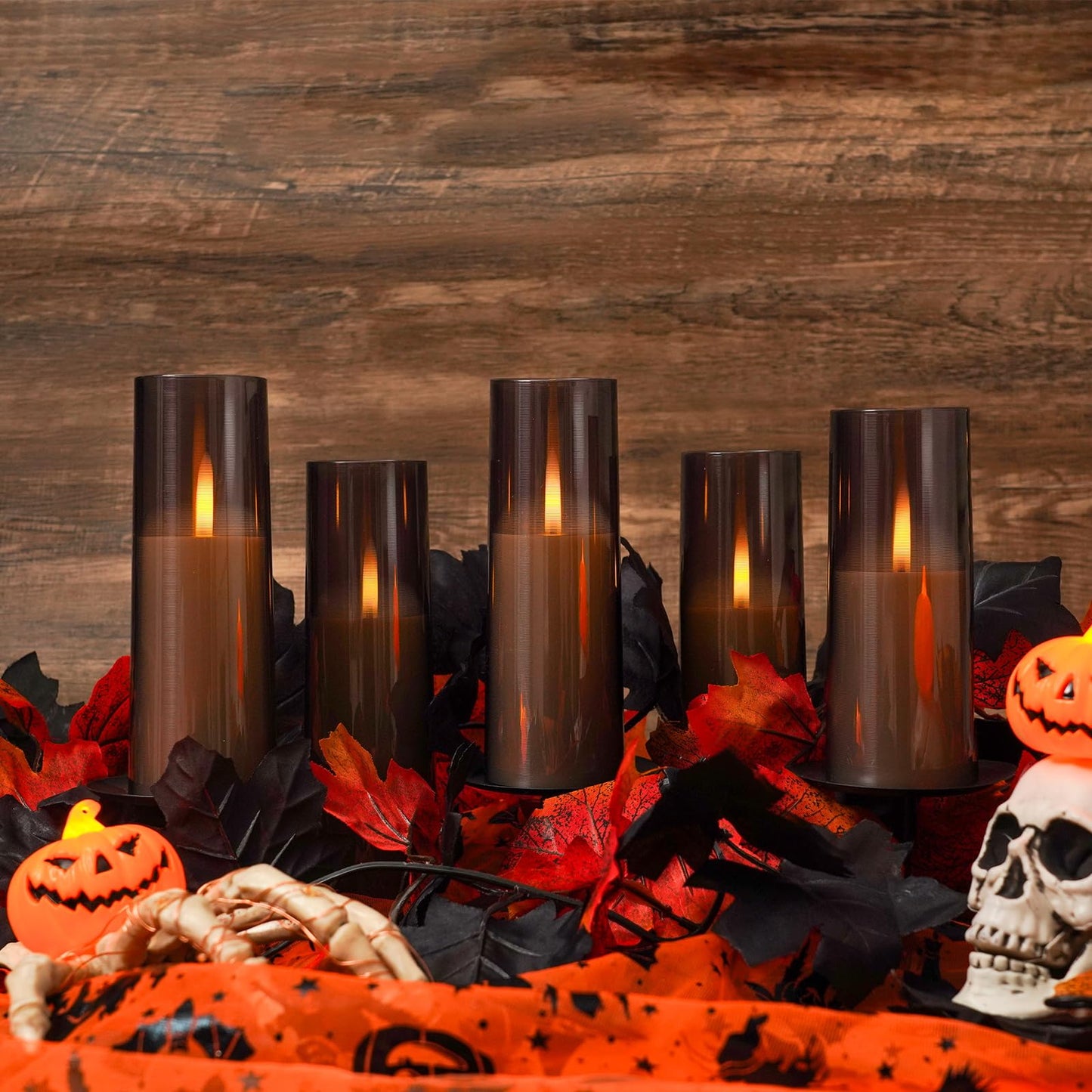 Homemory Grey Flameless LED Candles with Remote & Timer, Battery Operated, Fake Candles, Modern Home Decor, or Outdoor Events Set of 7