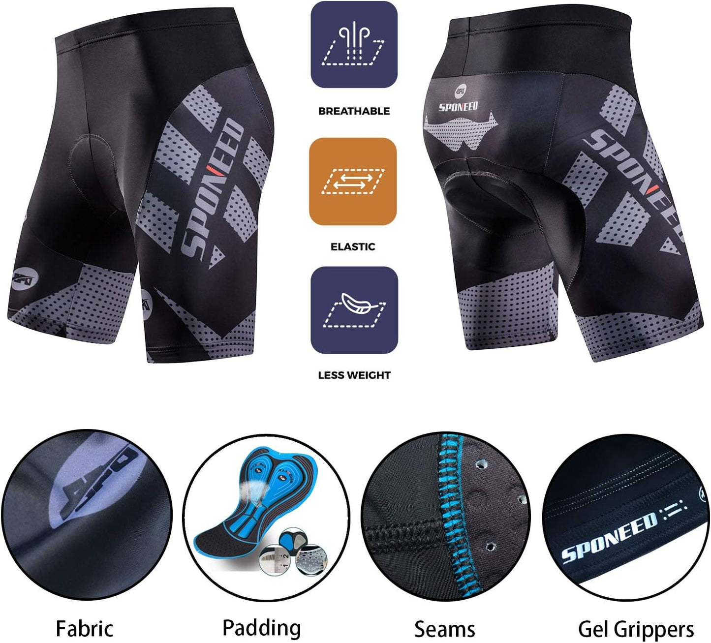Sponeed Men's Cycling Shorts - Padded Spandex Tights for Ultimate Comfort | Perfect for Biking