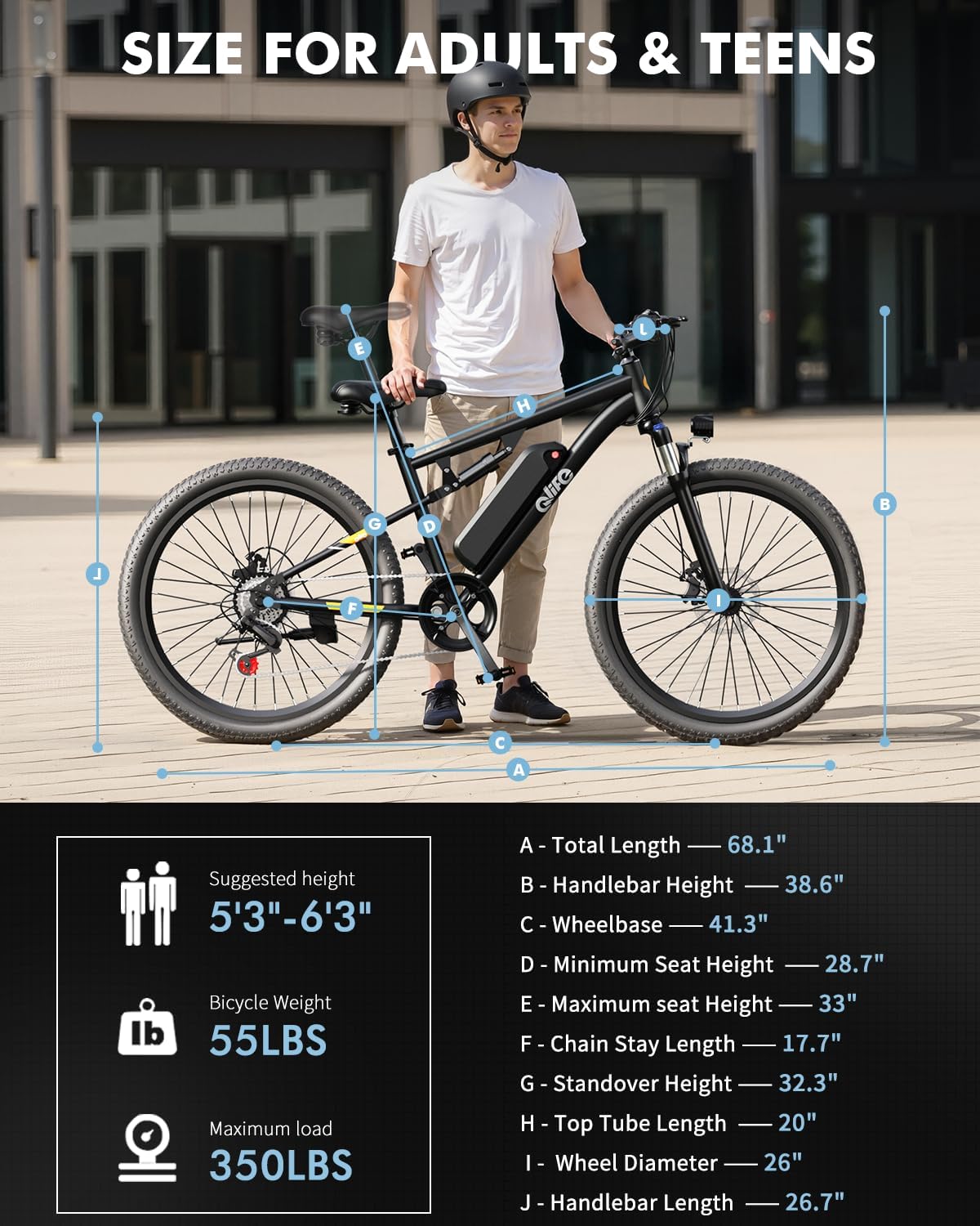 Qlife Racer Electric Bike - 21-Speed Lightweight E-MTB with 1000W Motor, 375Wh Battery, 26" Tires | Up to 40 Miles