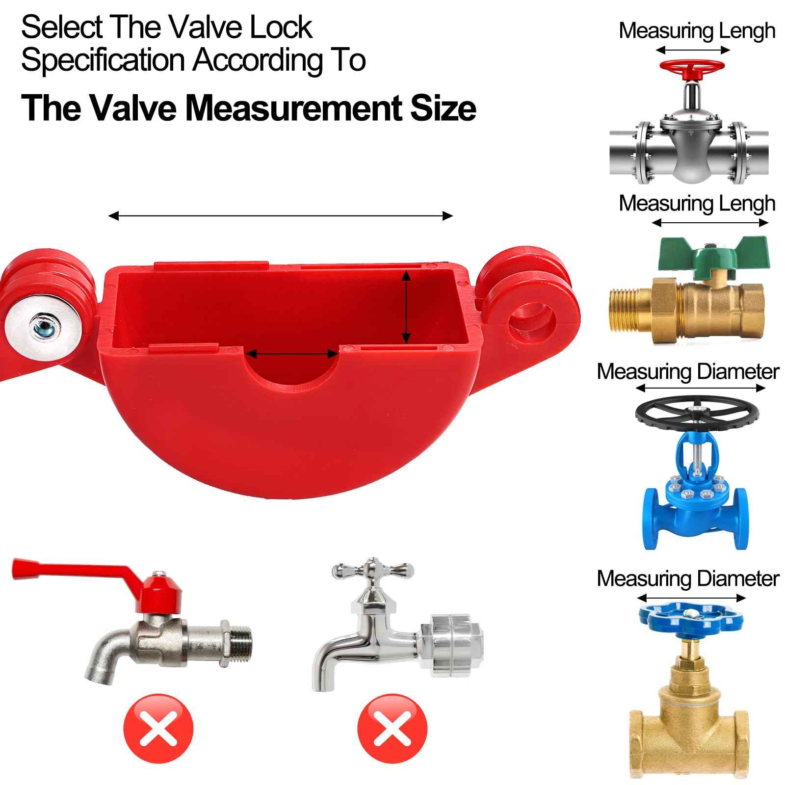 Foraineam Water Spigot Lock Device and Safety Padlock, 4 Sets, Rotating Secure Gate Valve Lockout Device for 1 to 2-1/2 Inch Dia Valve Handles, Outdoor Faucet, Hose Bib Locks, Propane Tank Lock