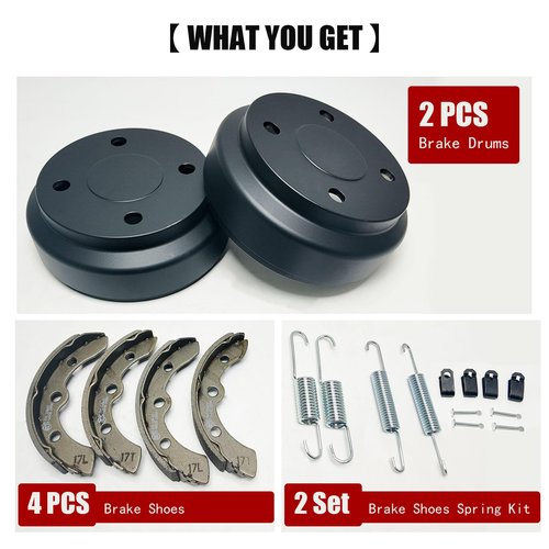 Golf Cart Brake Drums Kit with Brake Shoes & Springs for Club Car, Rear Brake Repair Kit Fit for 1995-up DS 2004-up Precedent Gas & Electric,Replace 101791101/101823201/101816301(18pcs)