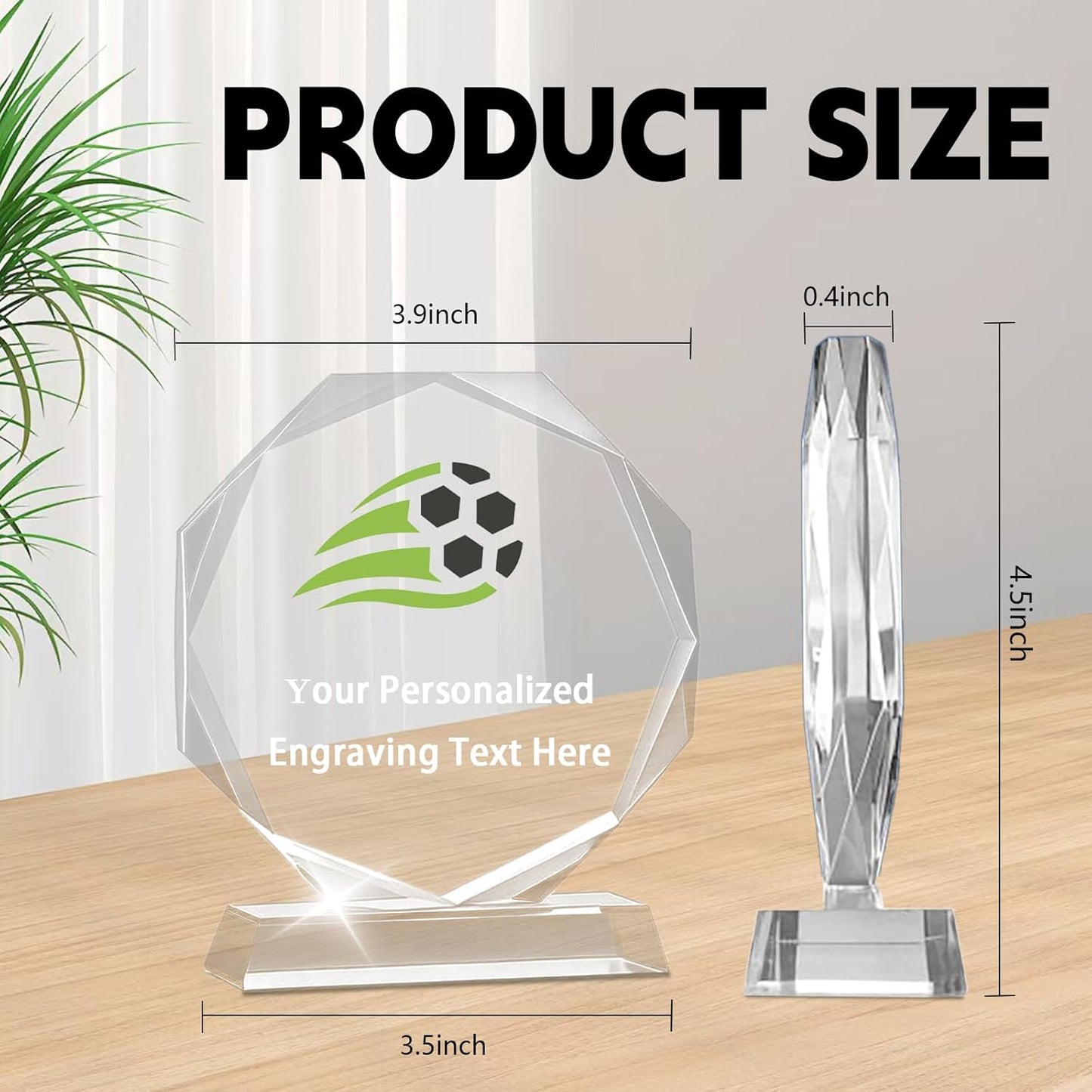WBW Personalized Custom Crystal Trophies - Custom Text, Logo & Photo Printing | Perfect for Awards & Recognition