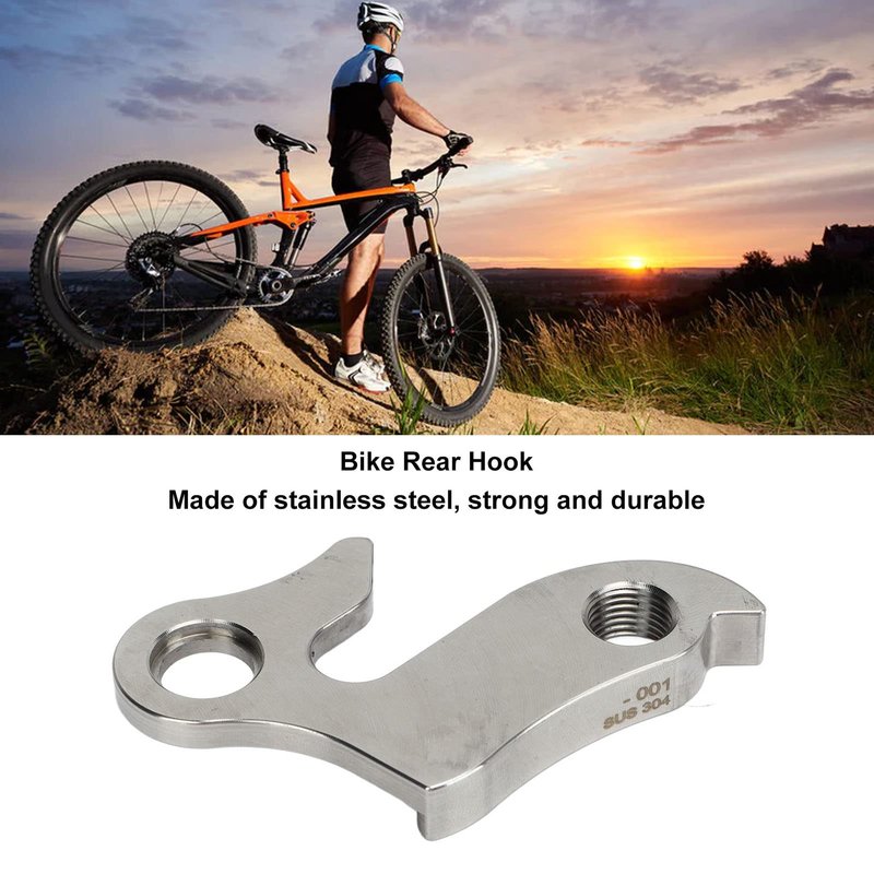 Stainless Steel Derailleur Hanger with Screw, CNC Machined Rear Tail Hook, Mountain and Road Bike Compatible, Anodized Finish