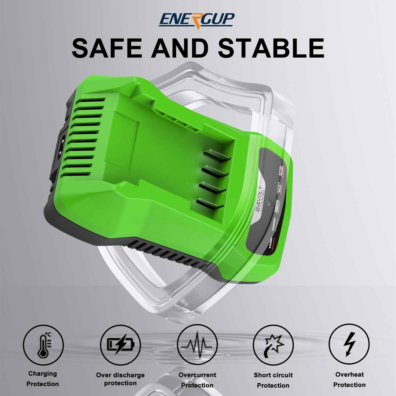 Energup 24V CAF806 Charger for Greenworks 24V Battery, Compatible with 24Volt Li-ion BAG708 BAG709 BAG710 for greenworks Battery Charger 24Volt