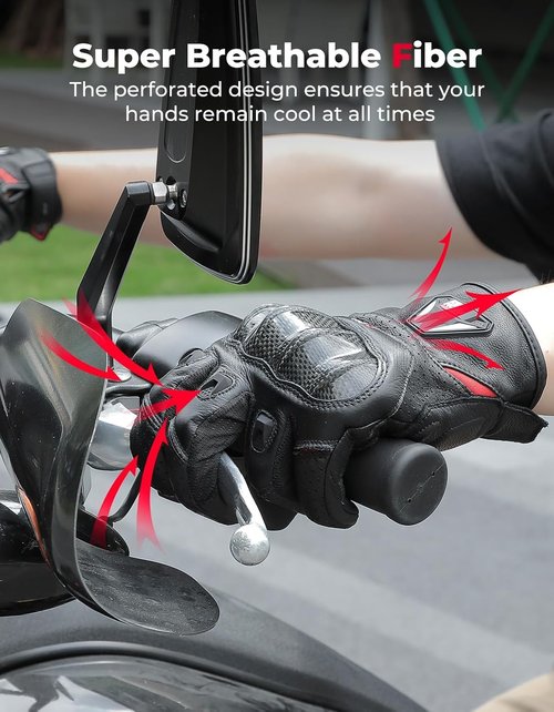 KEMIMOTO Motorcycle Gloves - Sheepskin Leather Protection for Men | Ideal for Motocross, ATV & UTV Riding