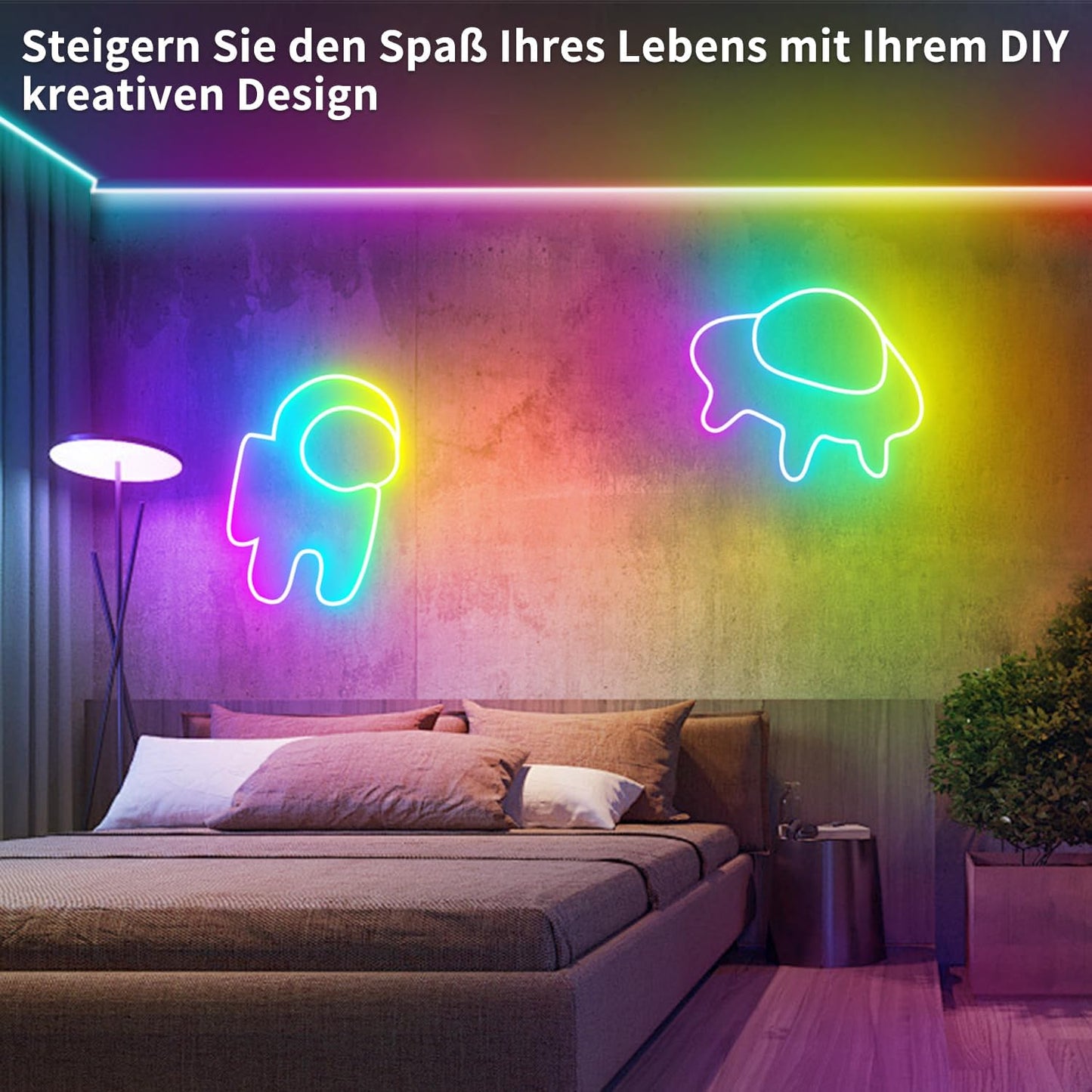 50ft RGB LED Neon Rope Lights with Remote & APP Control - Waterproof Flexible Strip for Bedroom & Outdoor Décor