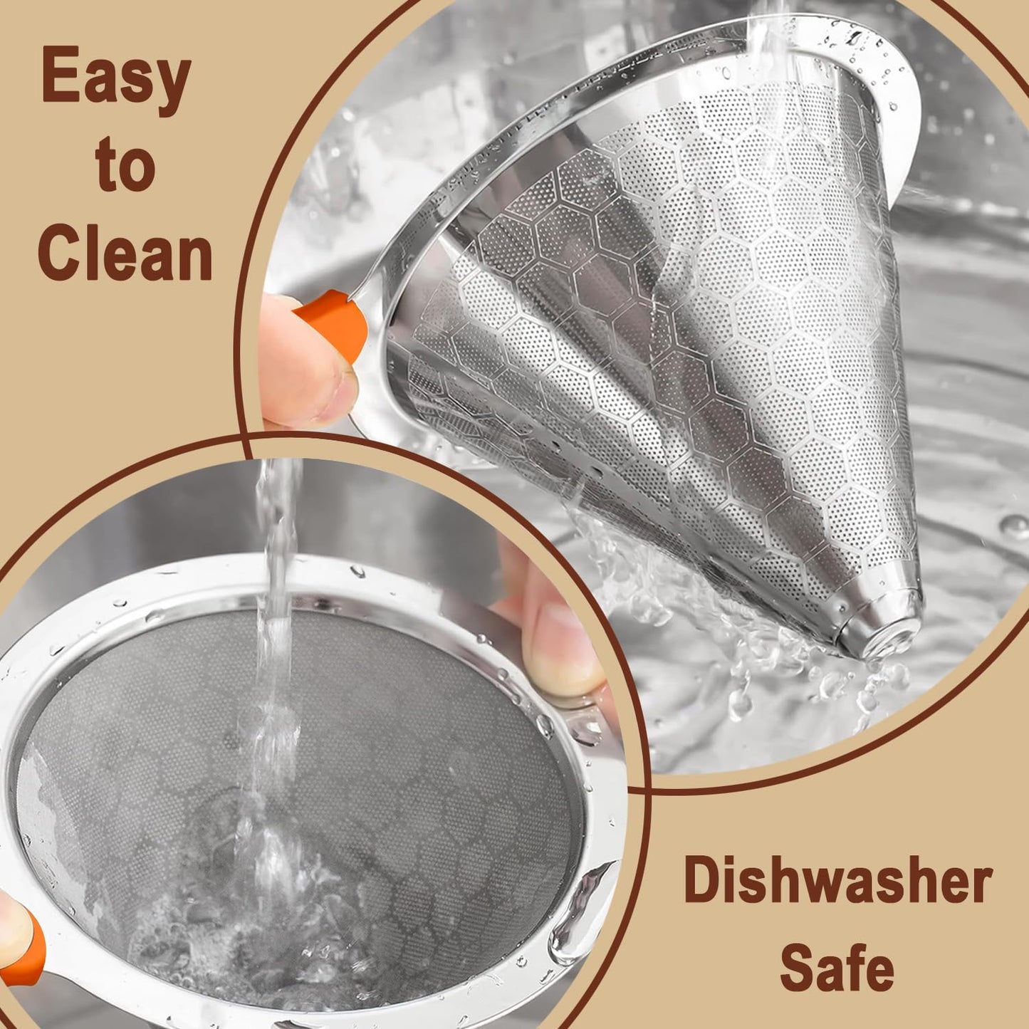 Pour Over Coffee Dripper, Stainless Steel Filter, Easy to Clean Paperless Pour Over Coffee Maker,Reusable Filter, Cone Dripper with Removable Cup Stand