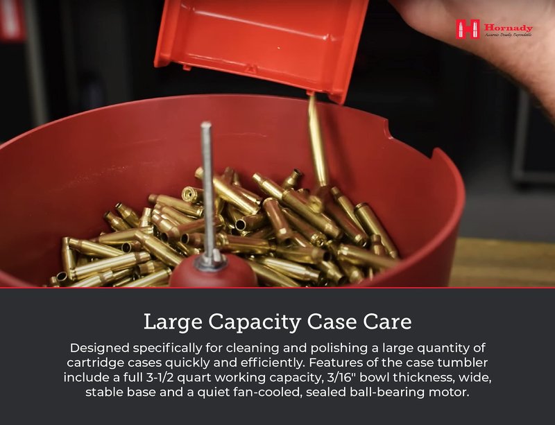 Hornady M-1 Case Tumbler – Clean and Polish Brass Cartridges Quickly and Efficiently – Holds up to 400 .38 Special Cases, Use with Hornady Tumbling Media – Item 050202