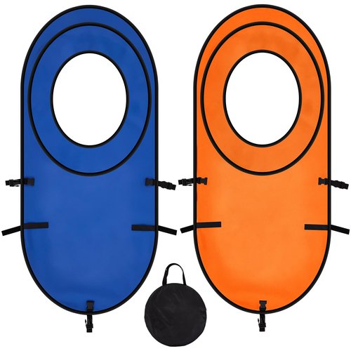 Arrowbash 2pcs Large Pop up Tennis Targets Detachable Training Rings 600d Oxford Cloth Tennis Serve Training Aid with Carry Bag, Blue/Orange