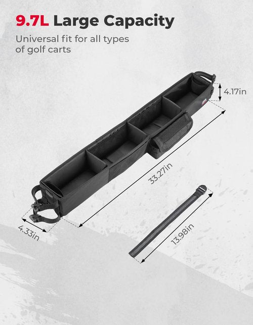 KEMIMOTO Upgraded Golf Cart Front Storage Basket No Drilling Golf Cart Storage Tray Compatible with EZGO Drive Club Car Kandi Electric Golf Carts, 1680D Golf Cart Caddy Organizer, Black