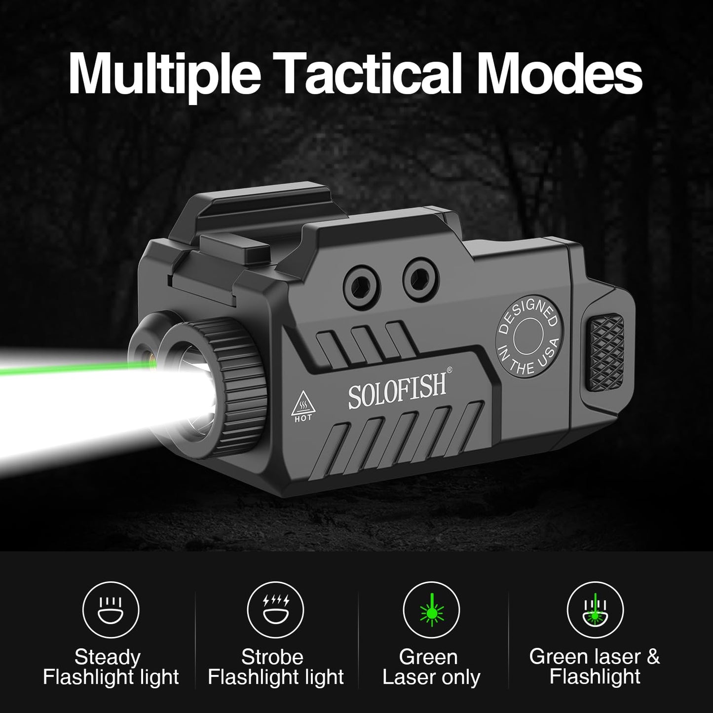 SOLOFISH Slidable Pistol Light Laser Combo for Railed Handgun