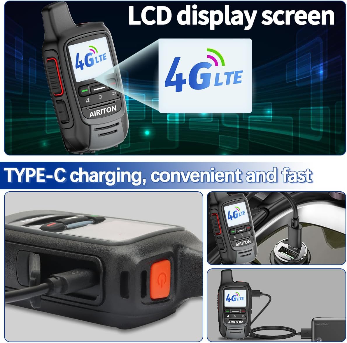 Skiennix Walkie Talkies - Unlimited 4G Nationwide Range | Long-Distance Two-Way Radio with Headset (2 Pack)