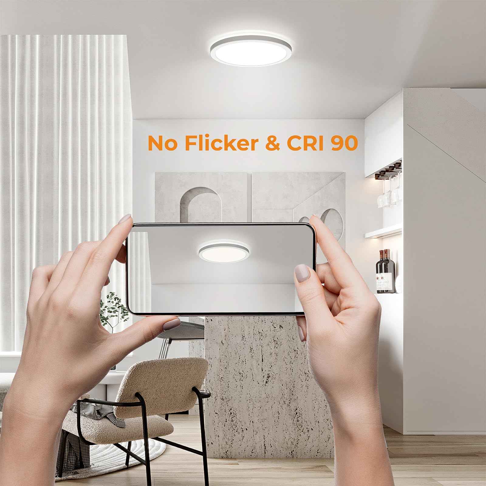 BLNAN LED Flush Mount Ceiling Light, 12 Inch 24W 3000K/4000K/5000K Hardwire Light Fixture, Ultra Thin Round White Lamp for Kitchen Porch Bedroom Hallway Stairwell Basement, Non-dimmable 1 Pack