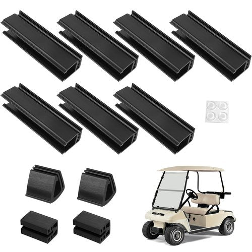 Cartalia Golf Cart Windshield Retaining Clips Kit for 1982-Up Club Car DS / 1985-2006 Yamaha G2 G8 G9 G14 G16 G19 G22, 7+2+2 Windscreen Mounting Sash Window Short Clips Universal Fit 1"x1" Struts Rail