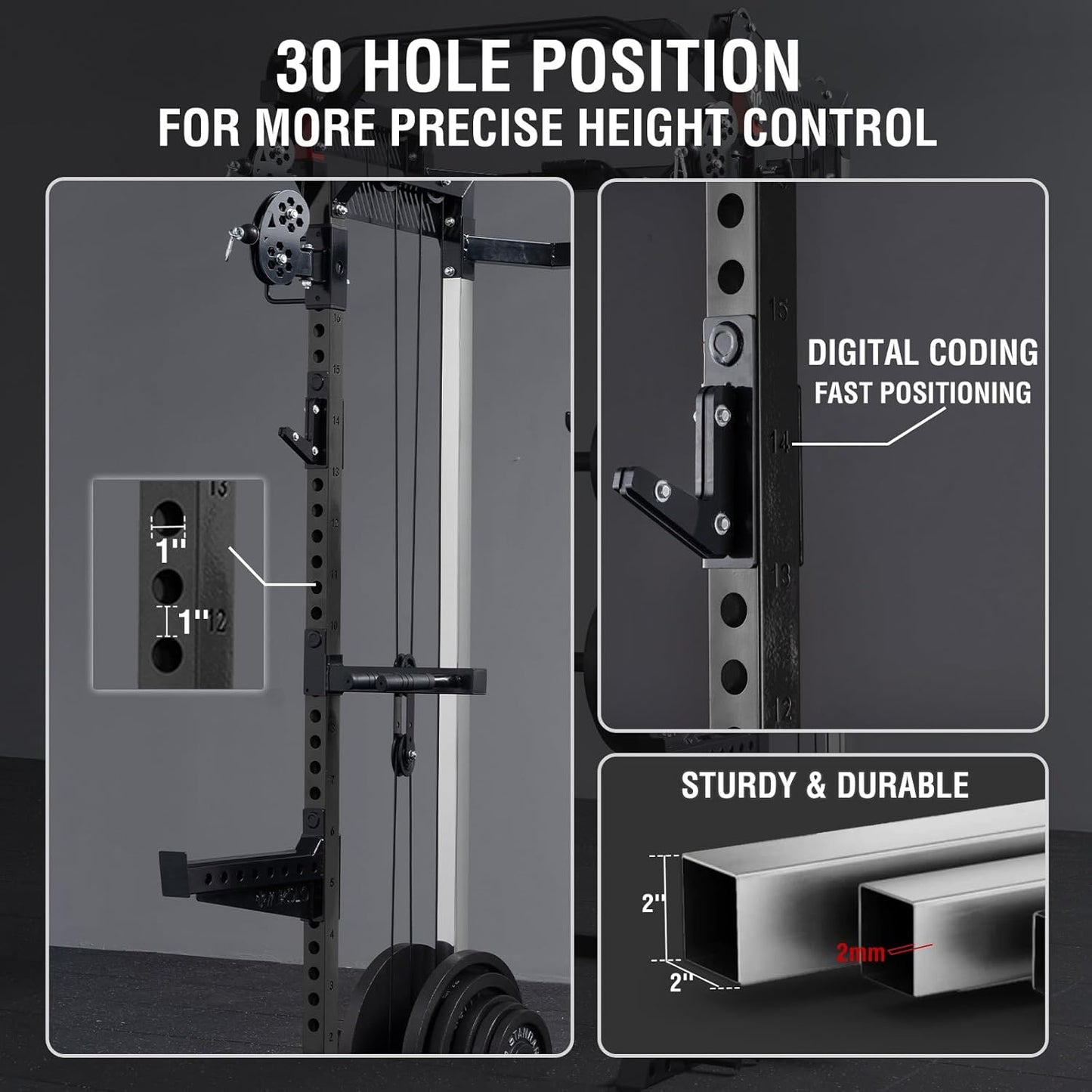 Mikolo Power Cage - 2000LB Power Rack with Dual Pulley System | Multi-Function Home Gym Equipment