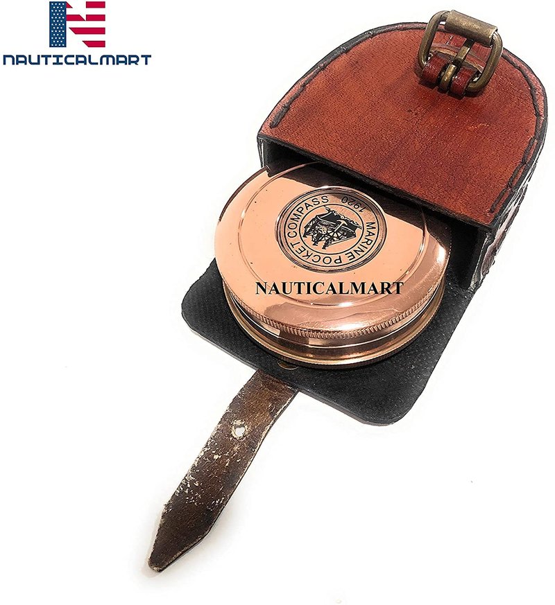 NauticalMart Robert Frost Brass Poem Compass - Copper Finish Pocket Pirate Compass