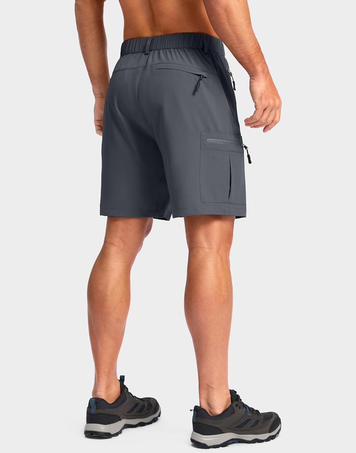 Pudolla Men's Hiking Cargo Shorts - Lightweight Outdoor Shorts with 5 Zipper Pockets | 9"/7"/11" Sizes