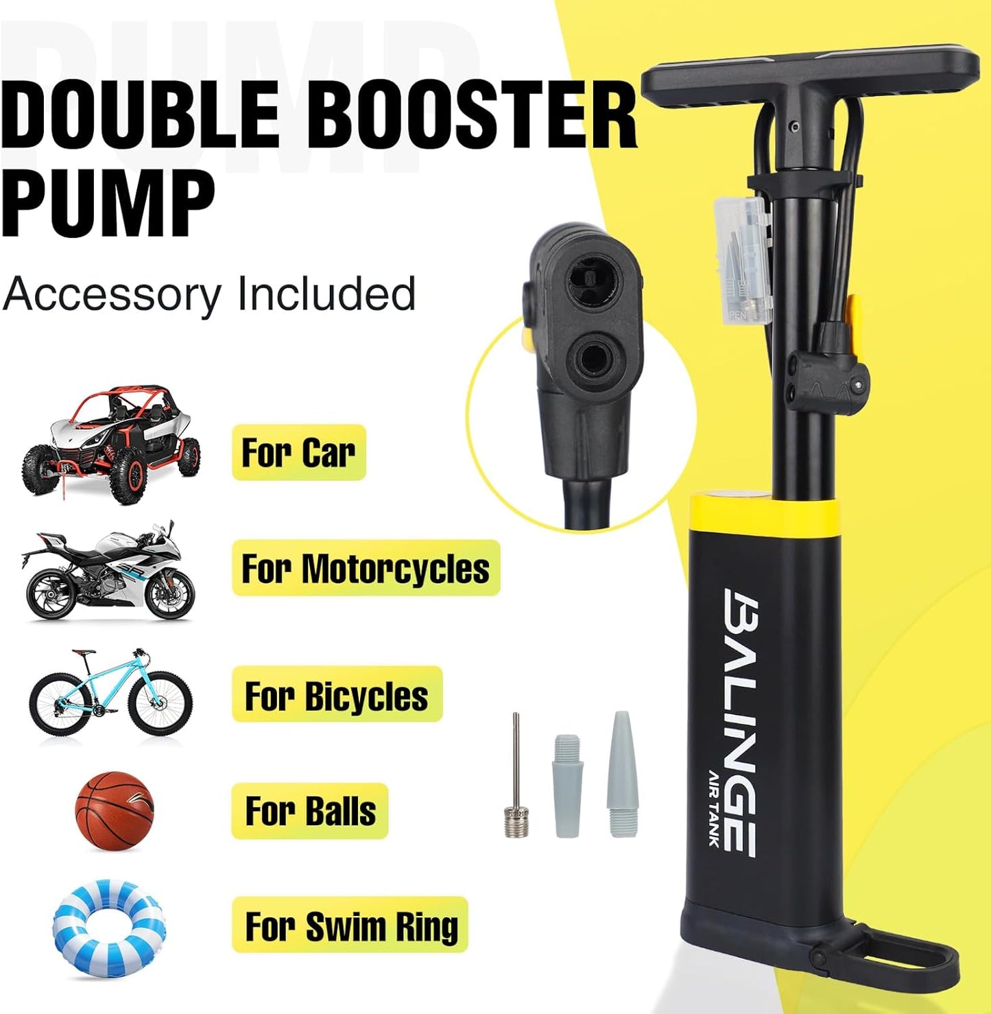 Skiennix High-Pressure Portable Floor Tire Pump - 120 PSI, Ergonomic Handle, Fits Presta & Schrader Valves