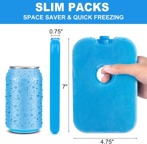 LotFancy Ice Packs - Reusable Freezer Packs for Coolers & Lunch Boxes | Slim Blue, Long-Lasting & Refreezable