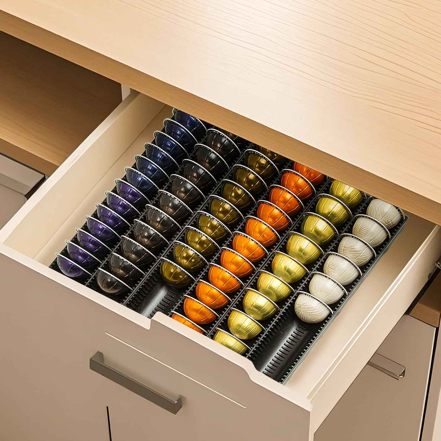 TelKeen Coffee Pod Storage Holder Drawer Insert for Counter Compatible with Nespresso Vertuoline Capsules, Nespresso Pod Holder for Nespresso Vertuo for Home, Office, Coffee Station (3 Packs)