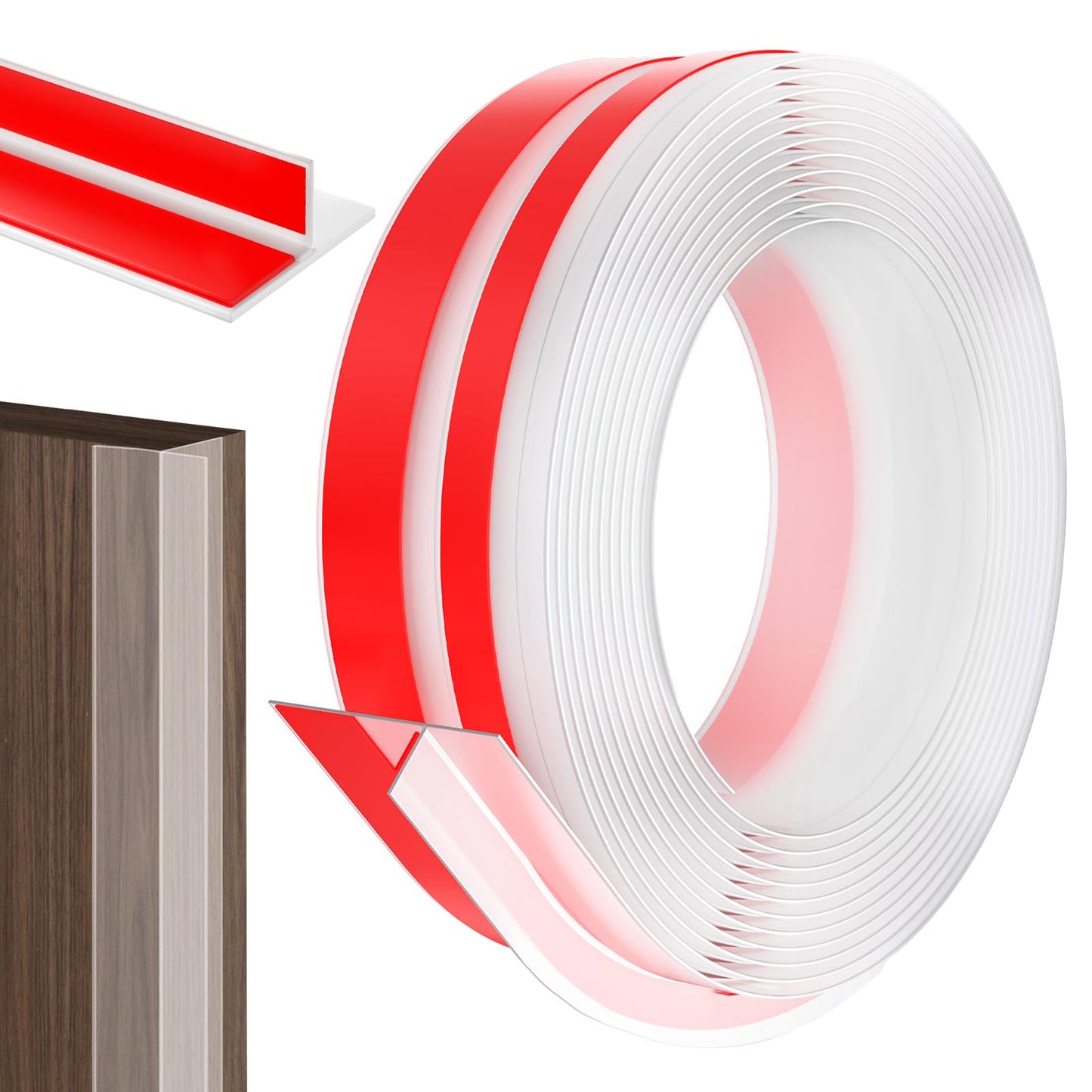 Silicone Weather Stripping Door Seal,2024 Upgraded Seal Strip for Windows Gaps, Double-Sided Strong Adhesive Design, Seal Strip for Side of Door,Sliding Door,1.37" x 10 ft,Transparent