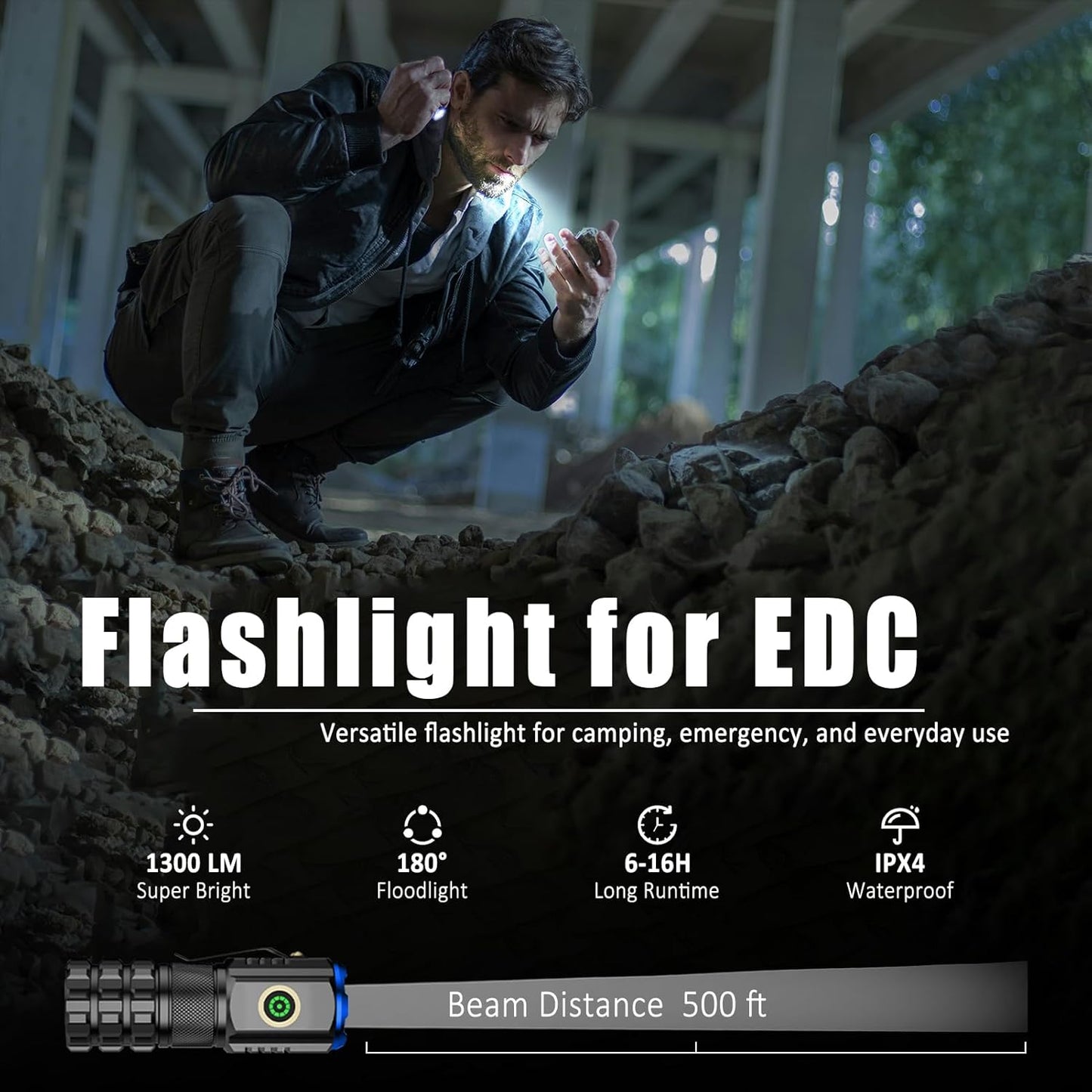 Skiennix Portable LED Mini Flashlight - Rechargeable EDC Pocket Light with 6 Modes & Magnet Clip | Waterproof for Outdoor Use