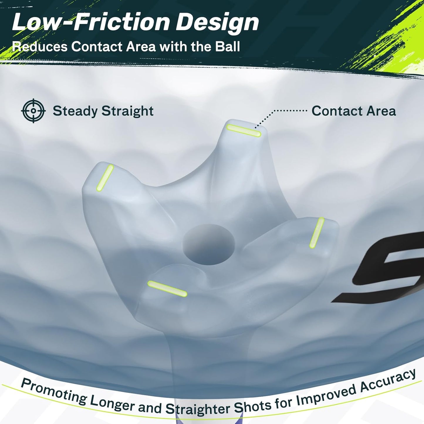 SAPLIZE Golf Tees - Upgraded 4-Prong Design for Reduced Friction & Side Spin | Available in 50/100/120/200 Pack