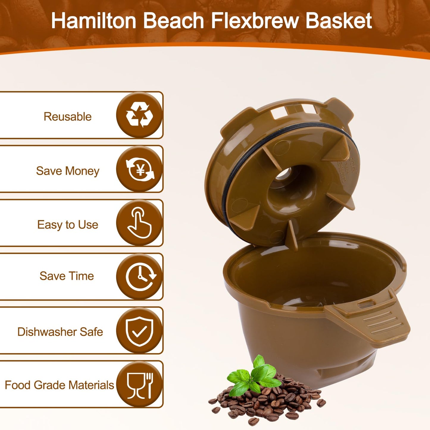 2-Pack Single Serve Brew Basket for Hamilton Beach Coffee Filter Replacement Models 49957 49974 49976 49979 49957 49954 49947 49940 49950 49966 49968 Reusable Hamilton Beach Single Serve