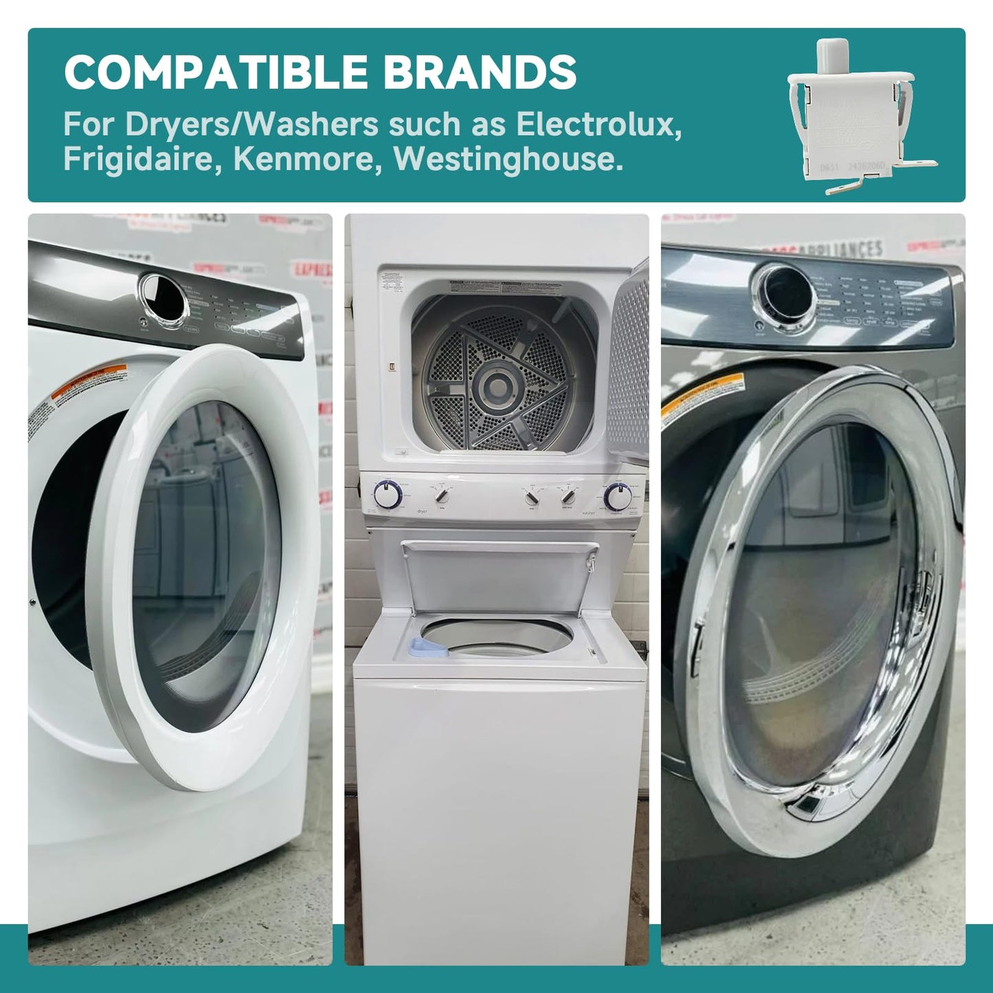 134813600 Dryer Door Switch Replacement for Electrolux, Frigidaire, Kenmore and other brand dryers. Replaces AP4316049, 131843100, 1378609, 7131843100, 7134813600, AH2330879, EA2330879 and PS2330879