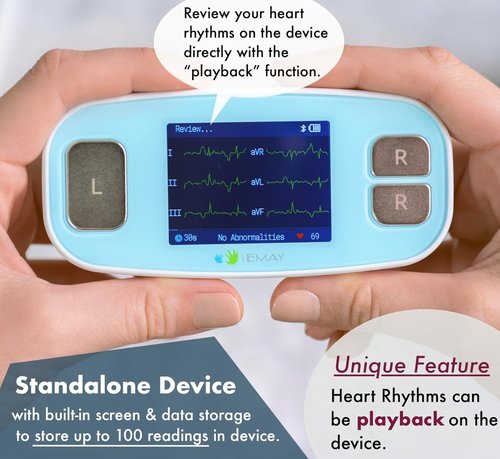 EMAY 6L Portable ECG Monitor - Record 6-Channel ECG & Heart Rate | Smartphone & PC Compatible