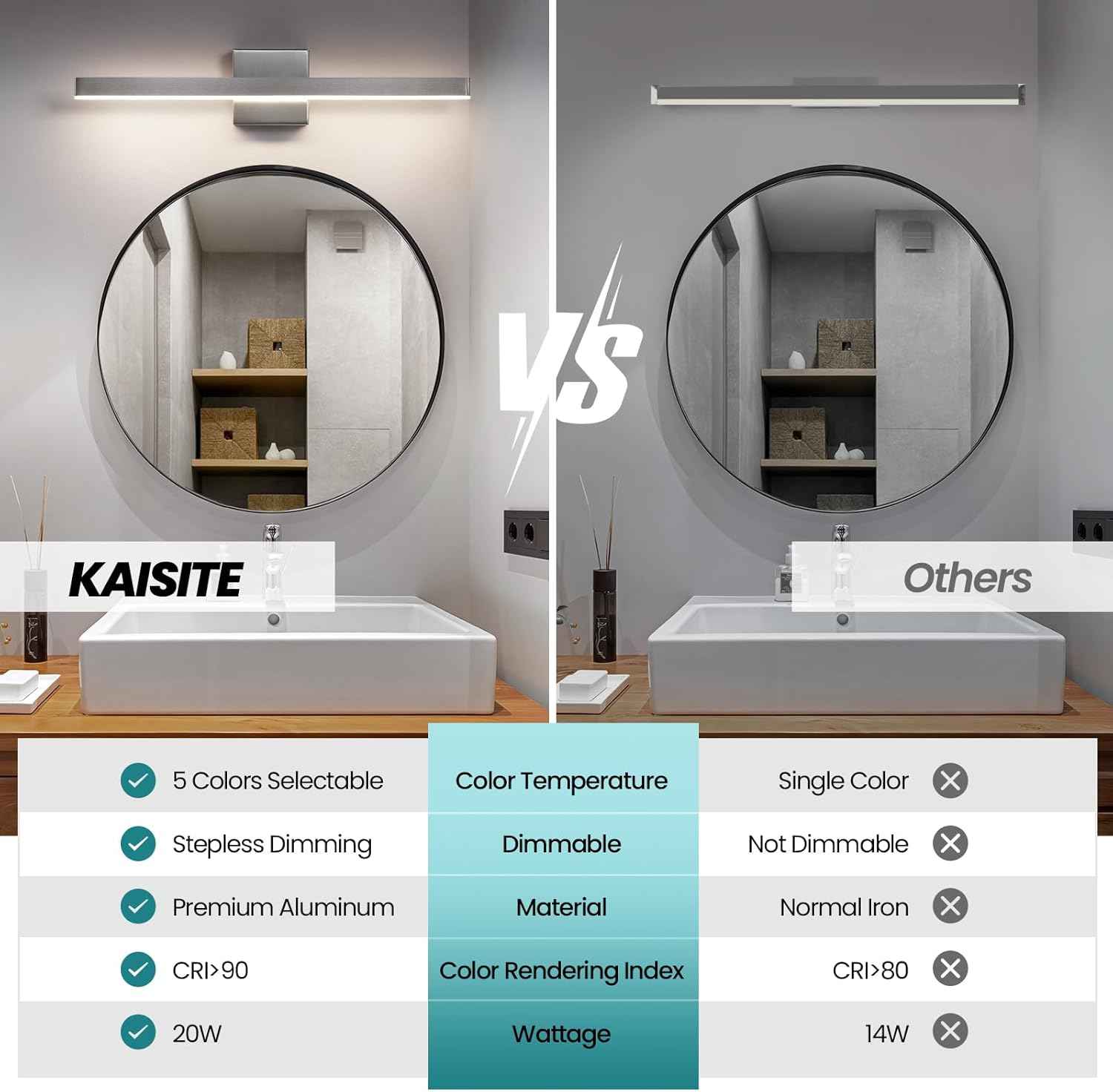 24-Inch Dimmable Gold Bathroom Vanity Light - Modern LED Bar Fixture for Over Mirror