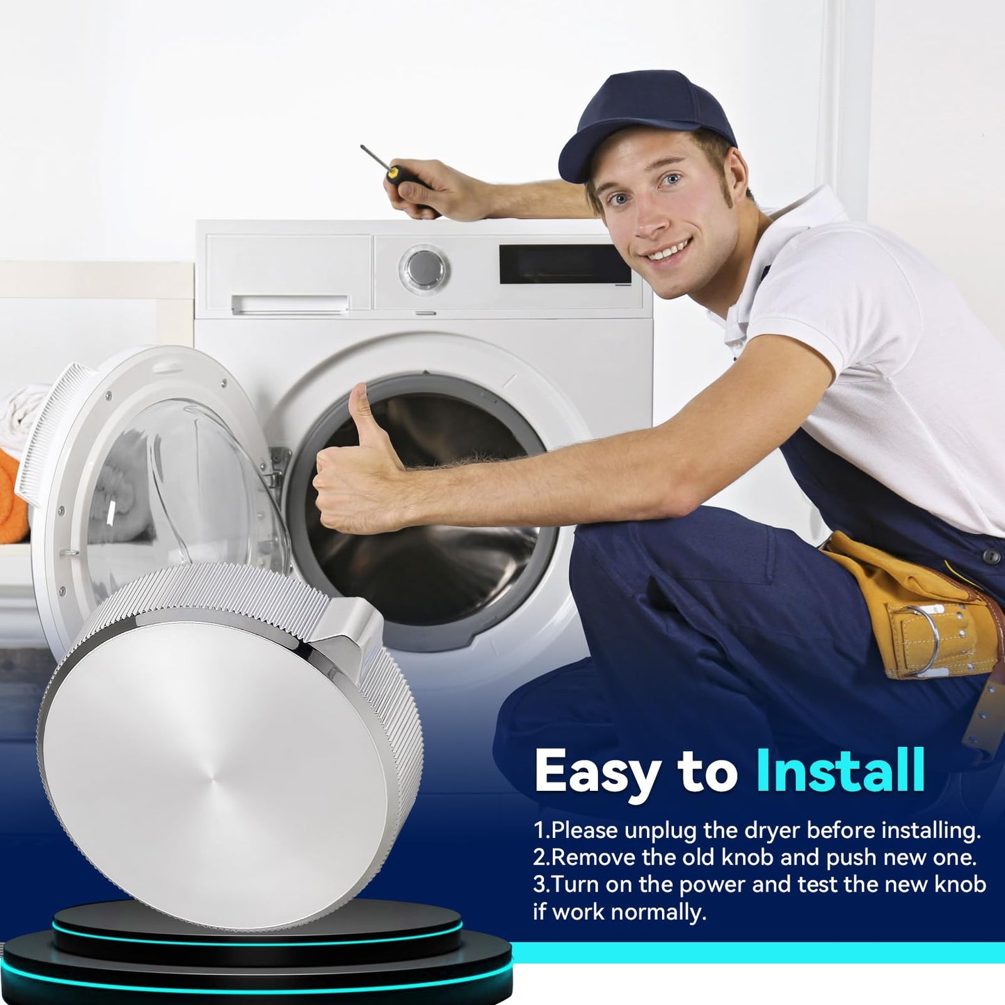 W11675852 Dryer Knob Replacement for Maytag, Large Dryer Control Knob Replacement Parts for Maytag Washer Dryer Timer Knob, Replaces W11328381