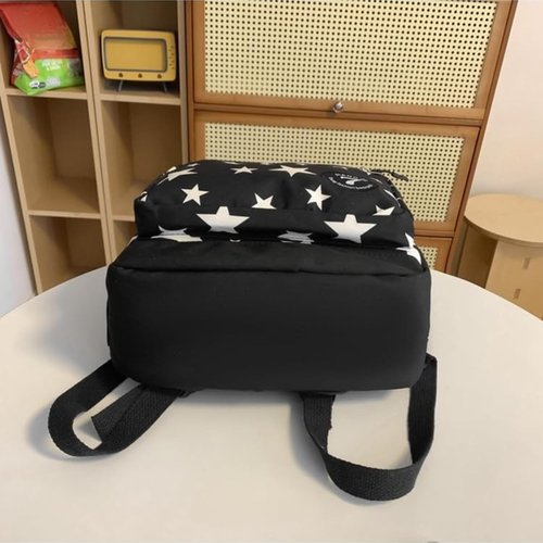 HOKMAH Y2K Backpack Women Men, Cute Daypack Grunge Stars Vintage Chic Trendy Design Bookbag Backpack Daily Use Hiking Trip (black)