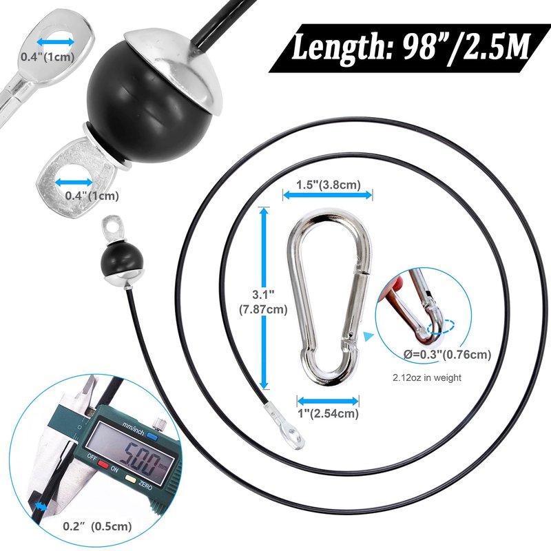 Taeku Fitness Pulley Cable, Heavy-Duty 6mm Steel Wire Rope for Home Gym, Adjustable Replacement Cable for Weightlifting, LAT Pulldown, and Cable Machine Accessories (100in+Tool)