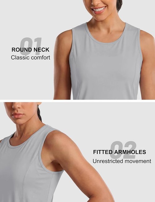 MAGCOMSEN Women's Sleeveless Workout Tank Tops - UPF 80+ Dry Fit Wicking Athletic Gym Wear