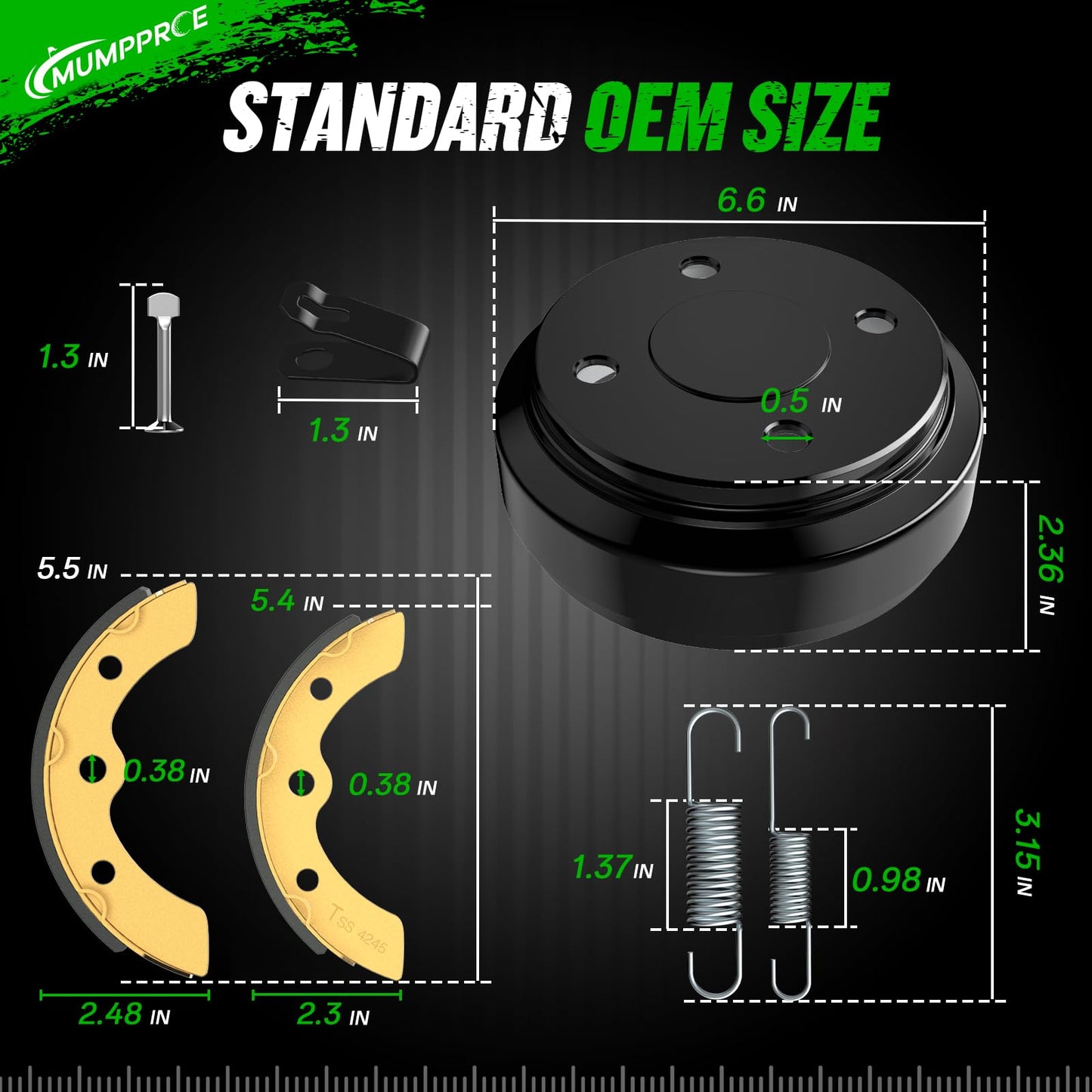 MUMPPRCE Club Car Brake Repair Kits for DS 1995-UP&Precedent 2004-UP, Golf Cart Brake Drum Kit, Club Car Brake Drum/Hubs&Brake Shoes/Pads&Brake Spring Kit, OEM# 101823201 101816301 101791101